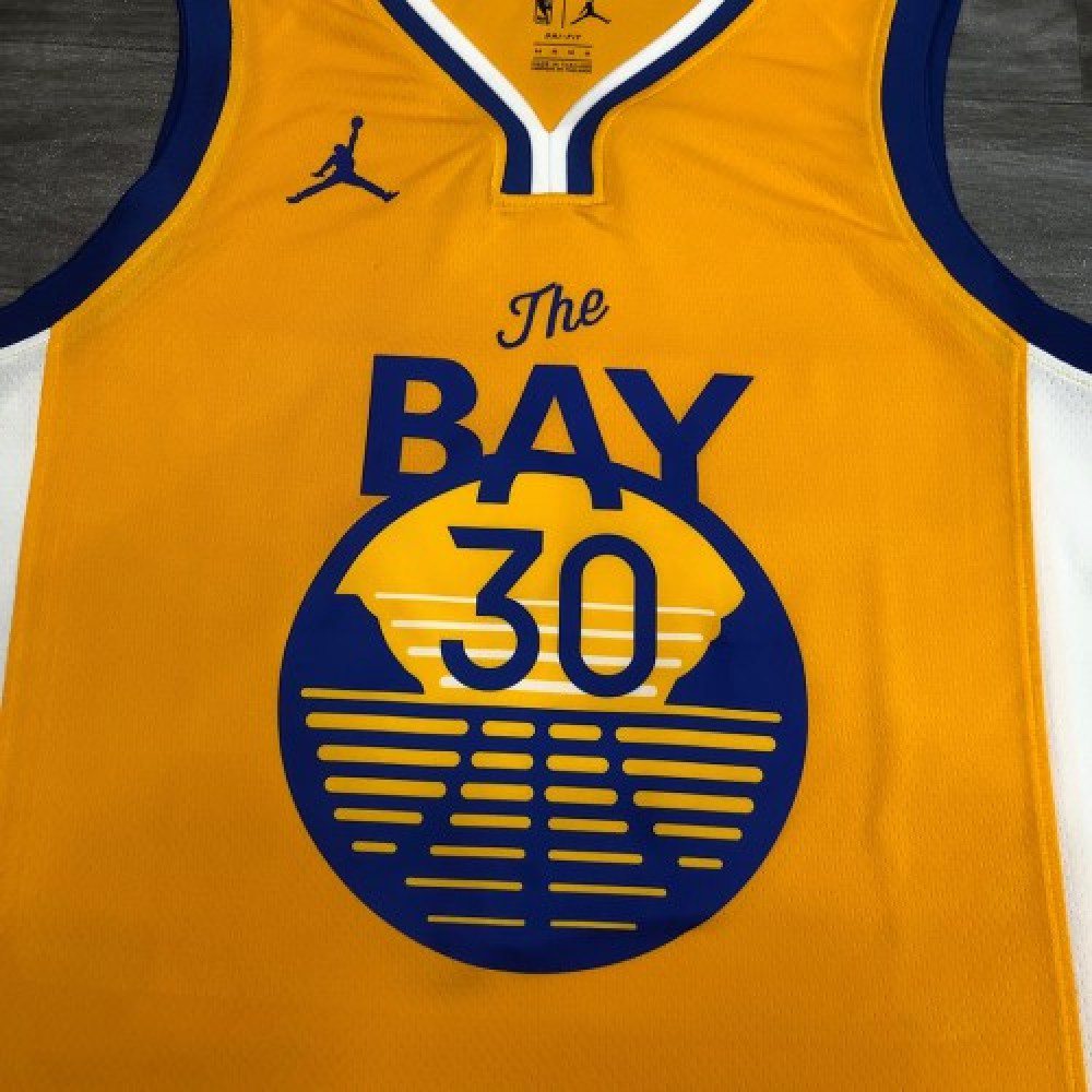 Men's Golden State Warriors Stephen Curry #30 Jordan Gold 2020/21 Swingman Jersey - Statement Edition-Pro Kit Vault | Brand New 26/27 Sports Jerseys